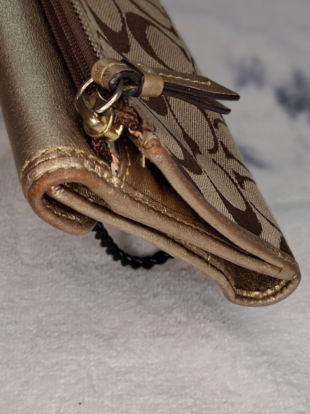 Coach Signature Metallic Gold Trim Small Flap Bag – Plaid Lining, Buckle Detail - Picture 5 of 14